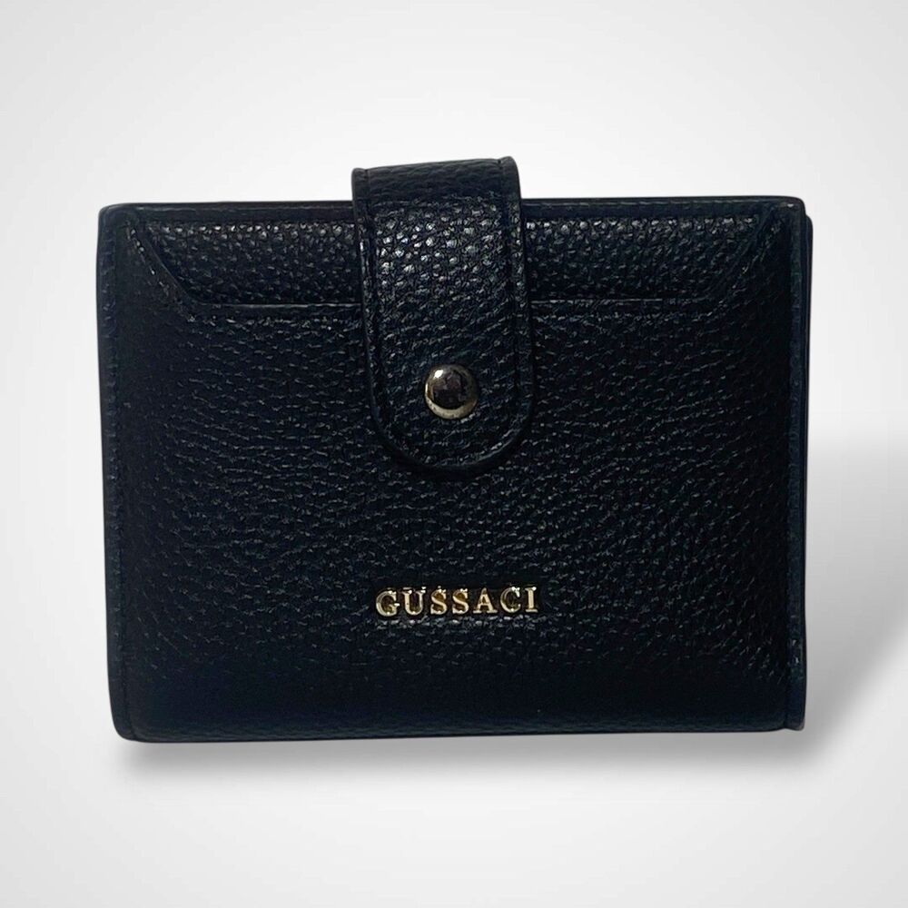 Gussaci Wallet PU Leather Black Bifold Large Capacity ID Credit Card Coin Cash